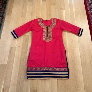 Red Embroidered Kurti with Gold Accents